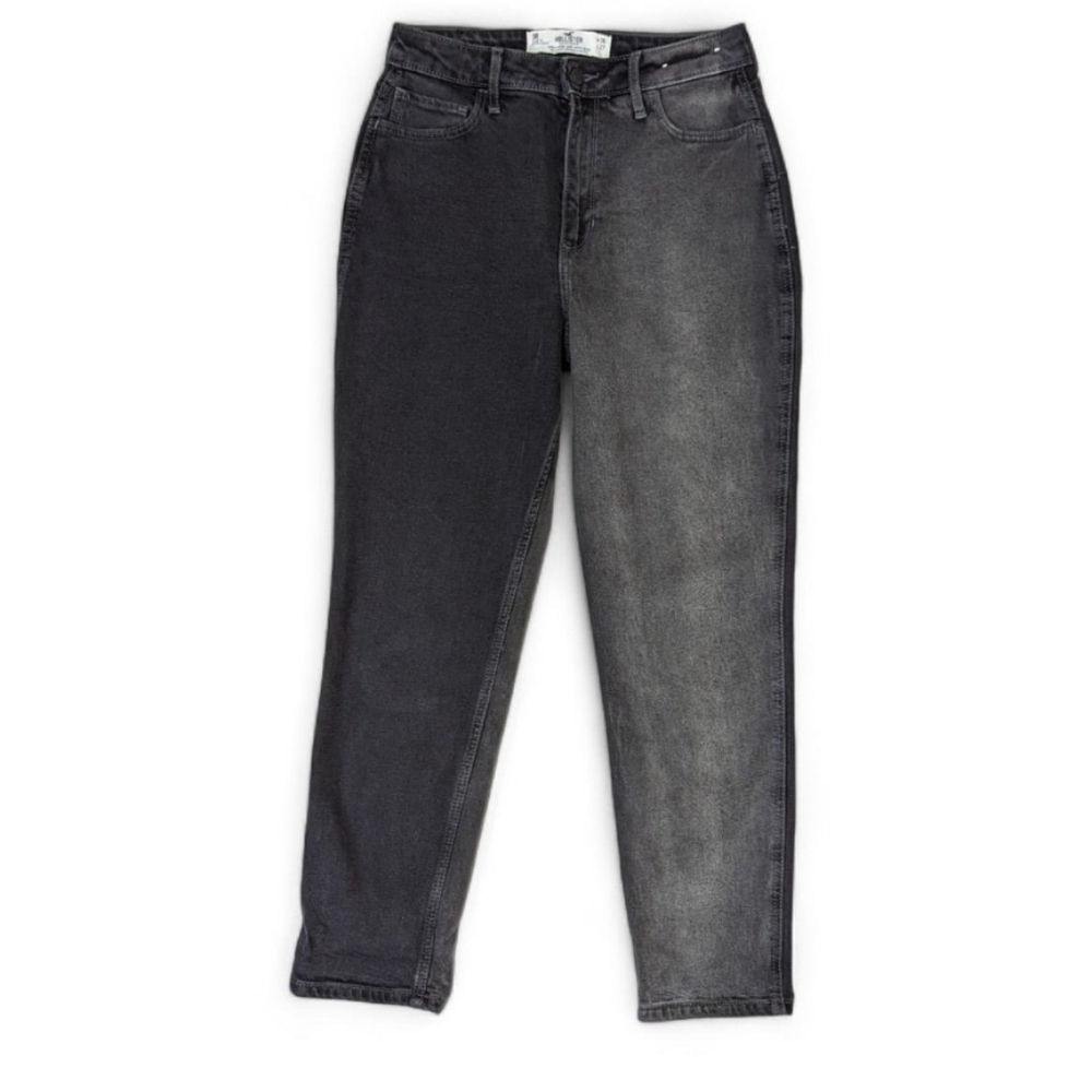 Hollister Curvy High Rise Two Tone Grey Mom Jean Vintage Stretch Size 3S 26W 25L